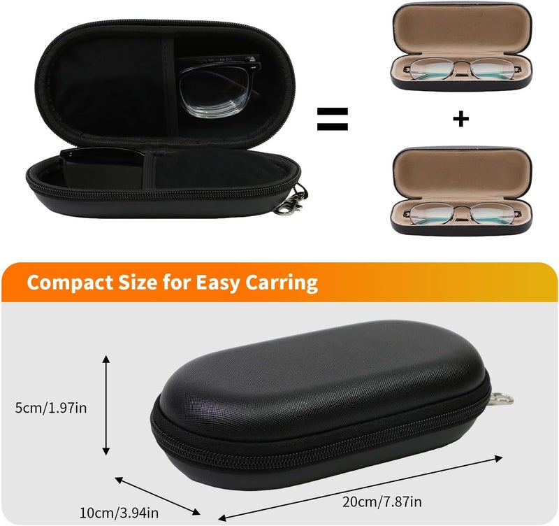 FlyingMage Store Double Eyeglasses Case, Hard Shell Dual Sunglasses Organizer with Zipper Clip Travel Glasses Storage for Women Men - Image 5